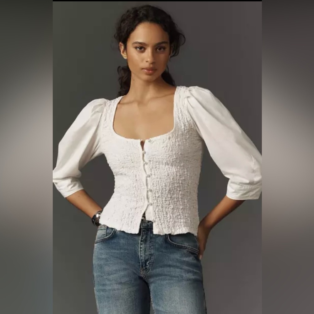 BY ANTHROPOLOGIE SMOCKED CARDIGAN TOP -Size S